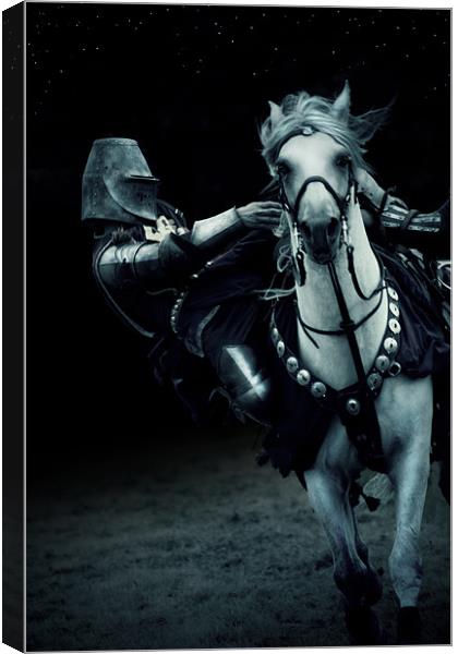 White Knight Jousting on Horseback Canvas Print by Vikki Davies