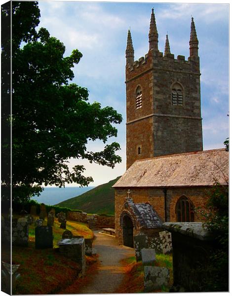 Morwenstow Church in Cornwall Canvas Print by Jules Camfield