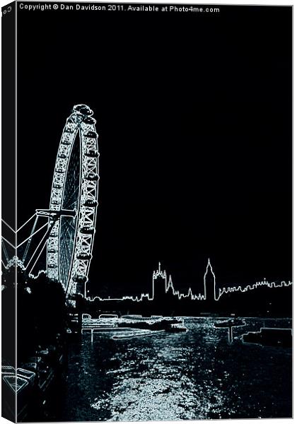 London Eye Parliament Neon Canvas Print by Dan Davidson