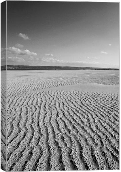 Broughton Sand Black and White Canvas Print by Dan Davidson