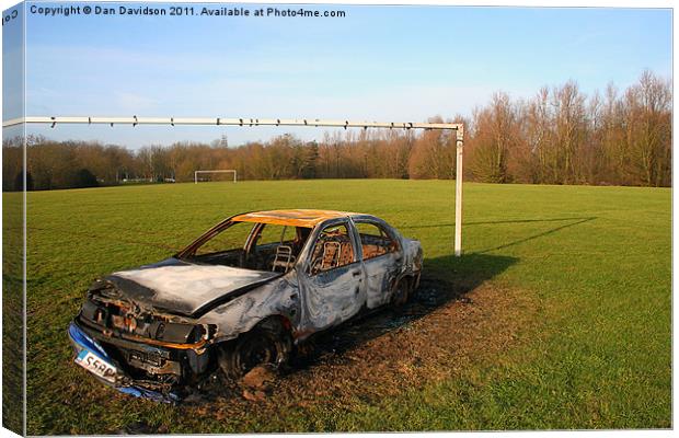 Stolen Car Between the Goalposts Canvas Print by Dan Davidson
