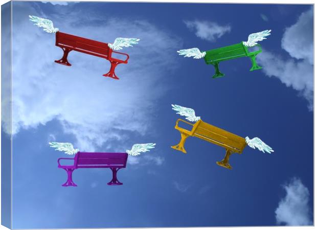 Flying Benches. Canvas Print by Heather Goodwin
