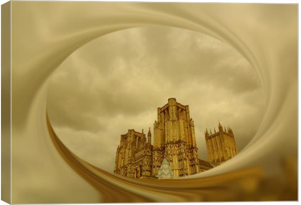 Storm over Wells Cathedral. Canvas Print by Heather Goodwin