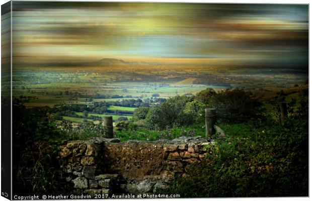 From Wookey to Glastonbury Tor Canvas Print by Heather Goodwin