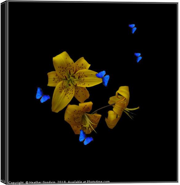 Lilies and Butterflies Canvas Print by Heather Goodwin