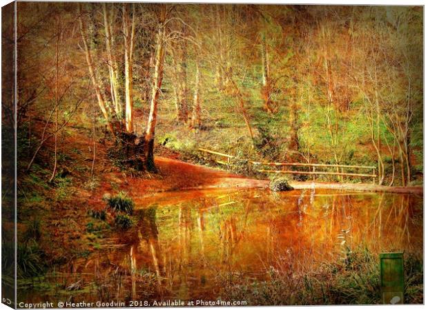 Woodland Lakeside Canvas Print by Heather Goodwin