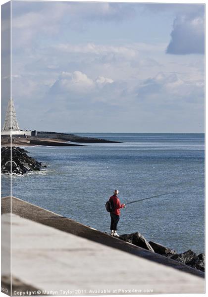 Fishing In Red Canvas Print by Martyn Taylor