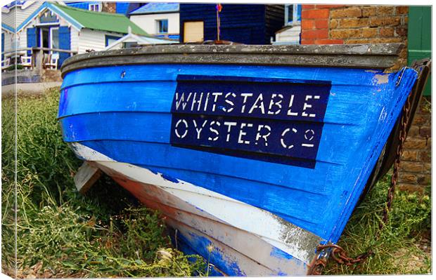 Whitstable, Old Blue Boat Canvas Print by Linsey Pluckrose