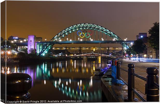 Tyne Bridge at Night Canvas Print by David Pringle