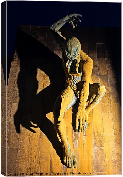 Floodlit River God Sculpture Canvas Print by David Pringle