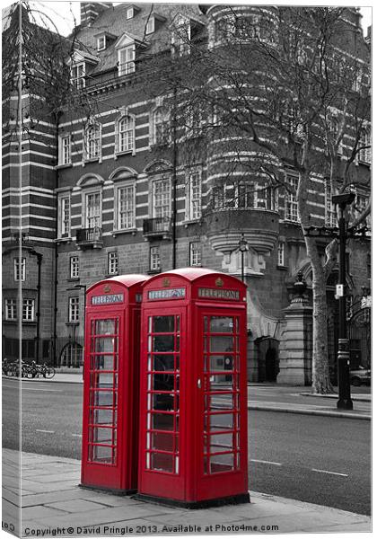 Red Phone Boxes Canvas Print by David Pringle