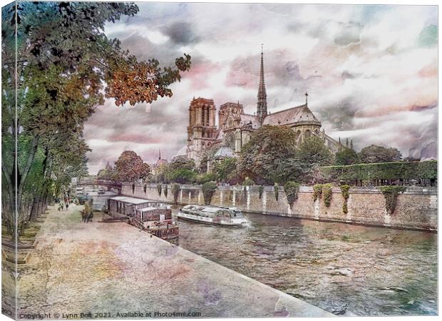 Notre Dame and The Seine Canvas Print by Lynn Bolt