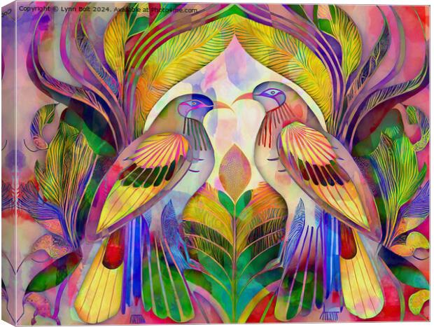 Love Birds Art Deco Style Canvas Print by Lynn Bolt