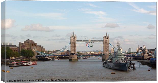 Tower Bridge Paralympic Symbols Canvas Print by Lynn Bolt