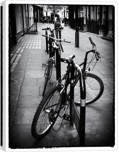 Bicycles in a London Street Canvas Print by Lynn Bolt
