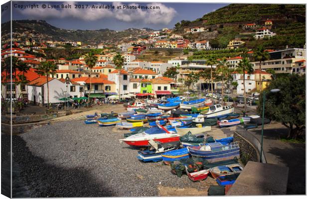Colourful Fishing Boats in Madeira Canvas Print by Lynn Bolt