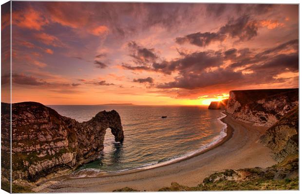 Durdle Dor Sunset Canvas Print by Lee Martin