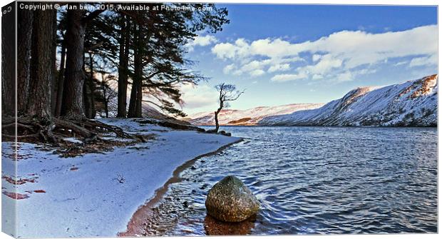 snowy shores of Loch Muick Canvas Print by alan bain
