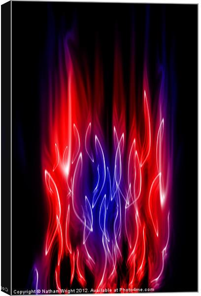 Blue and red flames Canvas Print by Nathan Wright