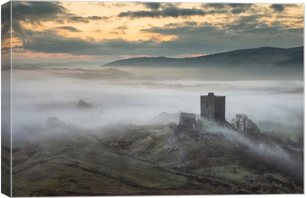 Dolwyddelan castle at dawn Canvas Print by Rory Trappe