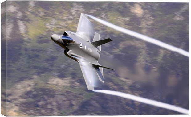 F-35 A through the Mach Loop Canvas Print by Rory Trappe