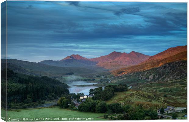 Capel Curig and Snowdon Canvas Print by Rory Trappe
