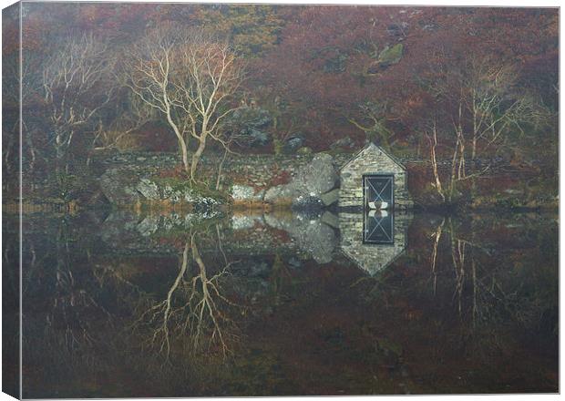  Llyn Dinas boathouse Canvas Print by Rory Trappe