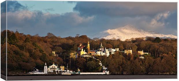  Portmeirion with Snowdon in the Background Canvas Print by Rory Trappe