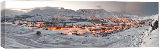 Blaenau Ffestiniog Winter Panoramic Canvas Print by Rory Trappe