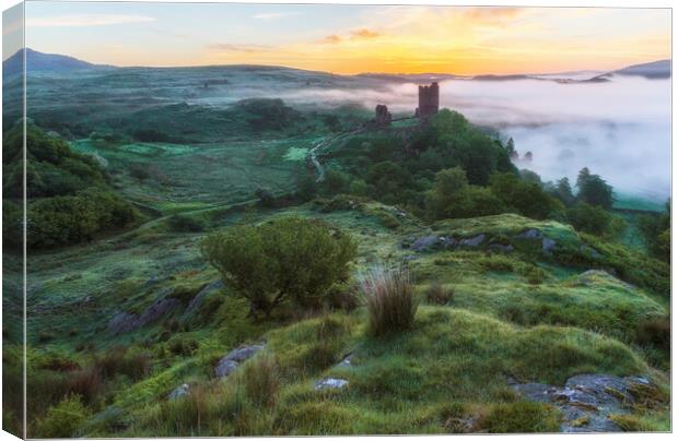 Sunrise at Dolwyddelan castle Canvas Print by Rory Trappe