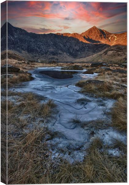 Snowdon and the frozen pond Canvas Print by Rory Trappe