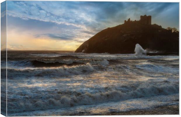 Criccieth castle in a Storm Canvas Print by Rory Trappe