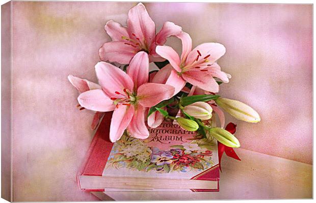 Pink Lilies . Canvas Print by Irene Burdell