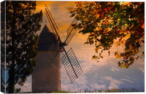 The Windmill at Sunset Canvas Print by Irene Burdell