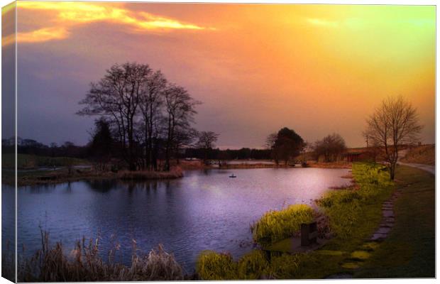 Sunset over the lake . Canvas Print by Irene Burdell