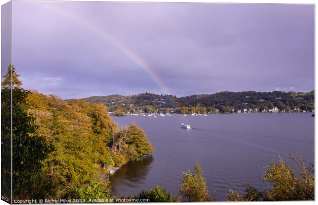 Rain ow on lake windermere Canvas Print by Richie Miles