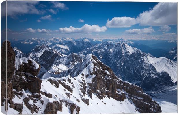 View from the top of the Zugspitze mountain  Canvas Print by Richie Miles