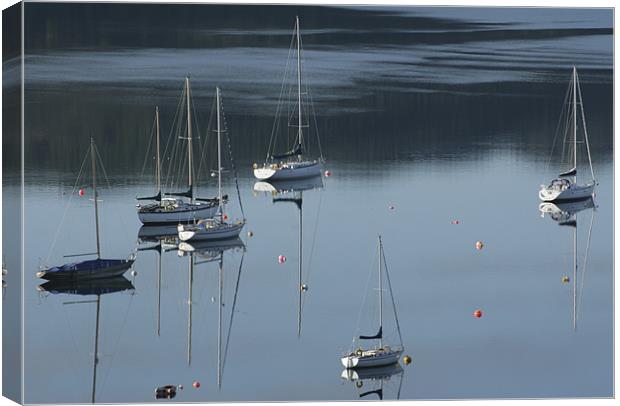 Boats Moored on Scottish Loch Canvas Print by Tim O'Brien