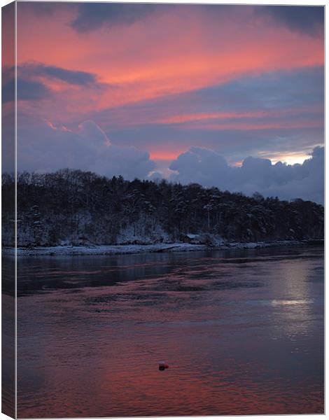 Winter Sunset Menai Bridge Canvas Print by Amy Knight