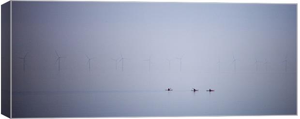 Canoeists in the mist Canvas Print by Helen McAteer