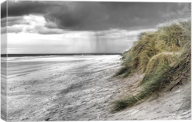 Passing Storm on Bamburgh Beach Canvas Print by Kevin Tate