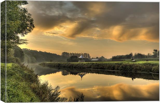 Sunrise Reflection in Durham River Wear Canvas Print by Kevin Tate