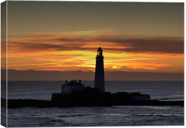 St Marys Lighthouse Silhouette Canvas Print by Kevin Tate