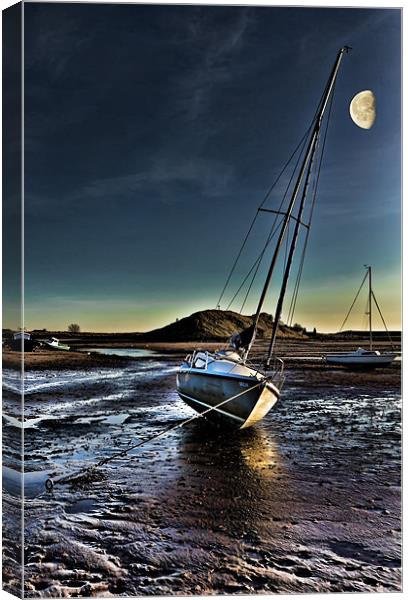 Alnmouth Yacht Skua by Moonlight Canvas Print by Kevin Tate