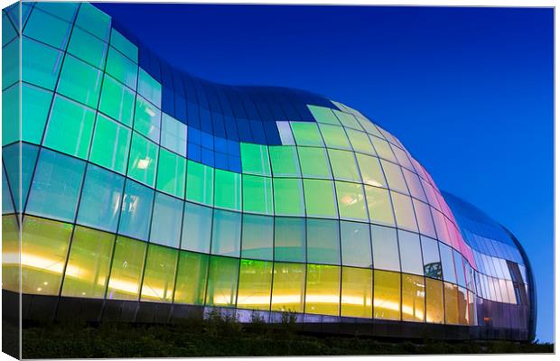  The Sage Building decorated with light. Canvas Print by Kevin Tate