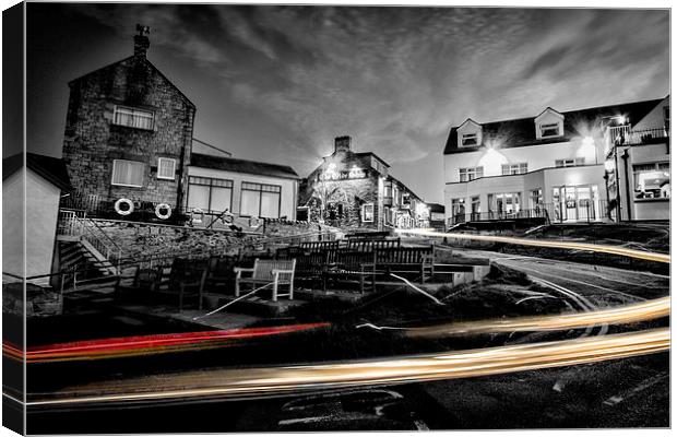 seahouses light trails Canvas Print by Northeast Images