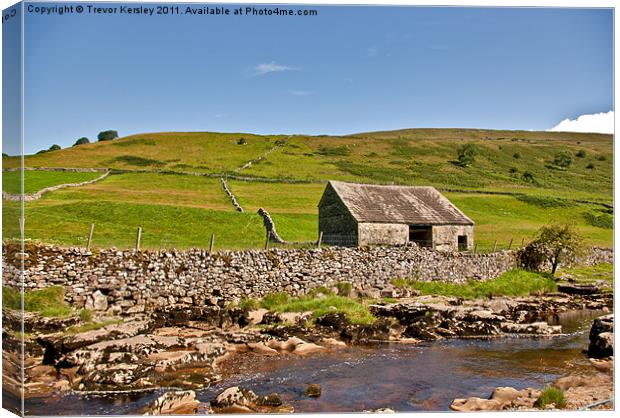 Dales Barn - River Wharfe Canvas Print by Trevor Kersley RIP