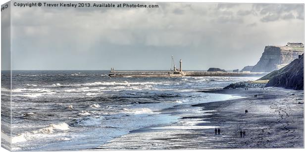 Along the Beach to Whitby Canvas Print by Trevor Kersley RIP