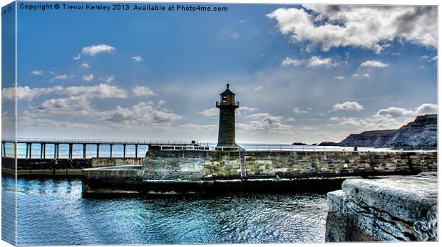 The East Light on Whitby Harbour. Canvas Print by Trevor Kersley RIP