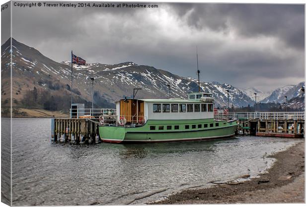 Tourist Boat at Glennridding Canvas Print by Trevor Kersley RIP